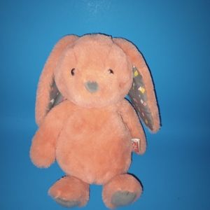 B Softies Bunny Plush Orange Super Soft Stuffed Animal 12” Shapes Print On Ears